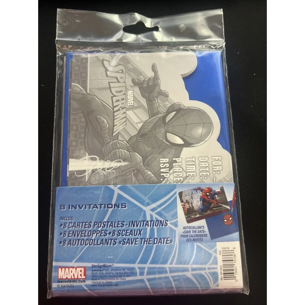 Marvel Superhero SPIDERMAN INVITATIONS‎ Birthday Party Invites (8 Cards) New!